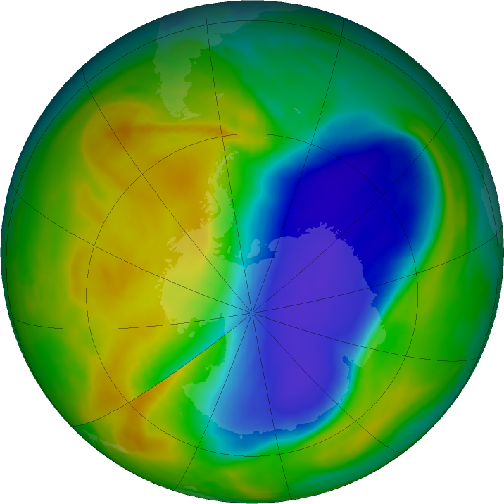 Antarctic ozone map for 02 November 2024